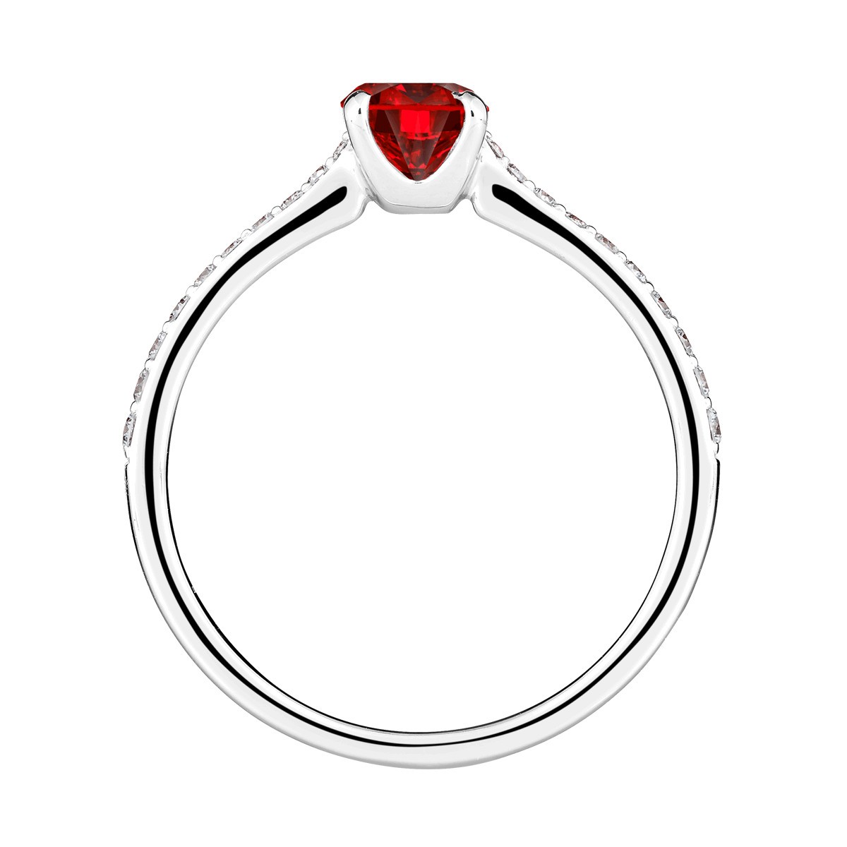 Solitaire Lepage Demoiselle en or blanc rubis et diamants