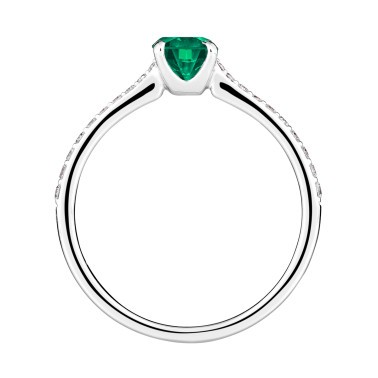 Solitaire Lepage Demoiselle en or blanc émeraude et diamants