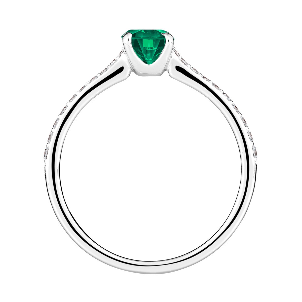 Solitaire Lepage Demoiselle en or blanc émeraude et diamants