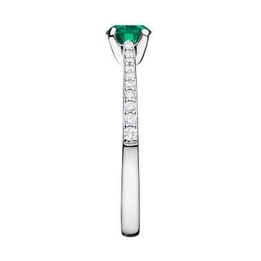 Solitaire Lepage Demoiselle en or blanc émeraude et diamants