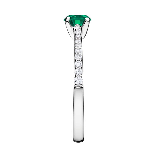 Solitaire Lepage Demoiselle en or blanc émeraude et diamants