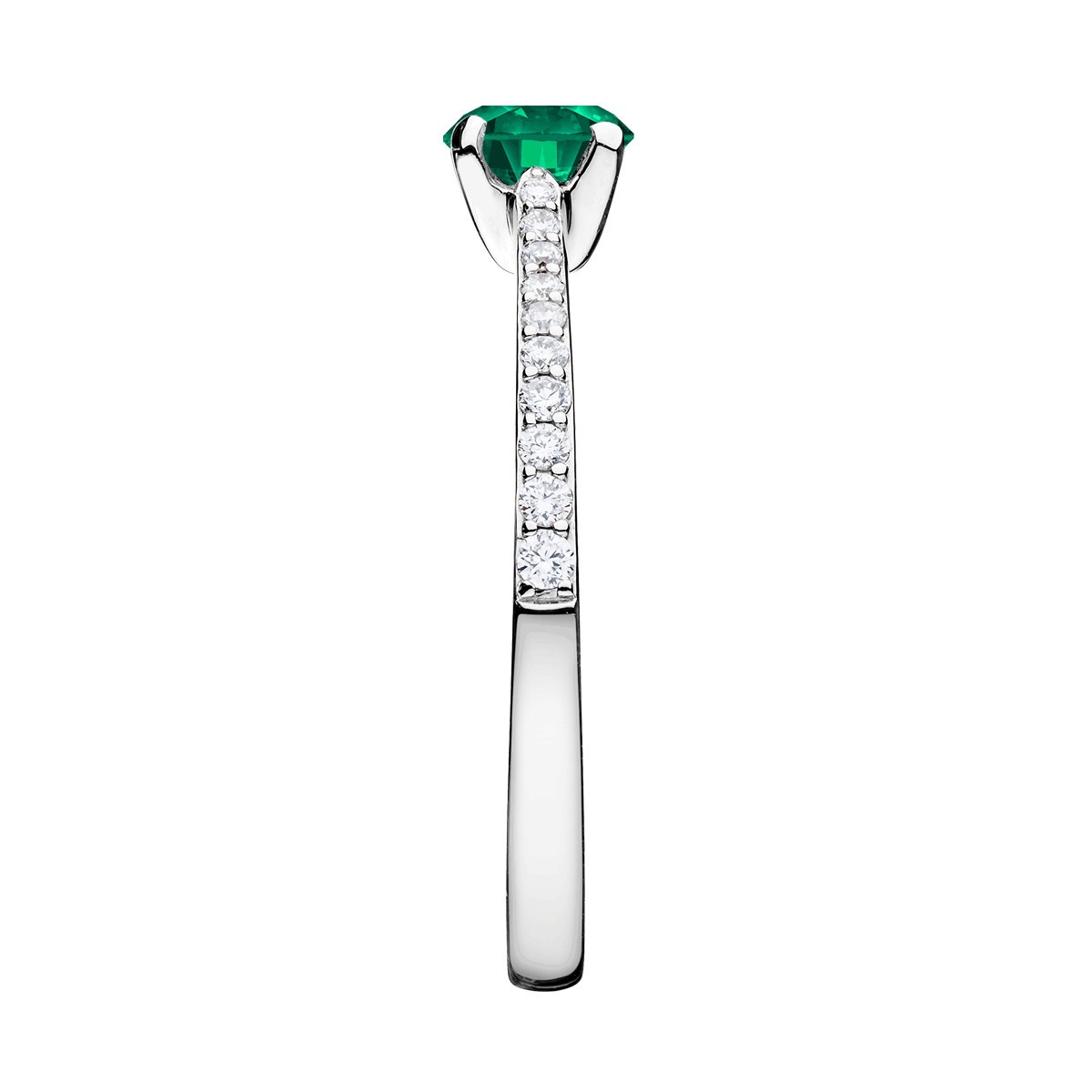 Solitaire Lepage Demoiselle en or blanc émeraude et diamants