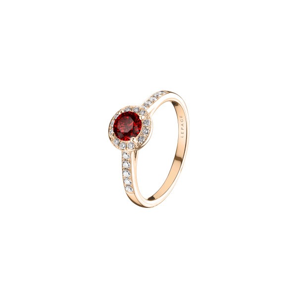 Solitaire Lepage Coquette en or rose rubis et diamants