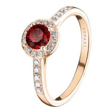 Solitaire Lepage Coquette en or rose rubis et diamants