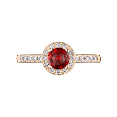 Solitaire Lepage Coquette en or rose rubis et diamants