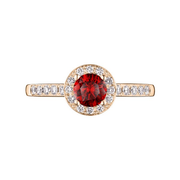 Solitaire Lepage Coquette en or rose rubis et diamants