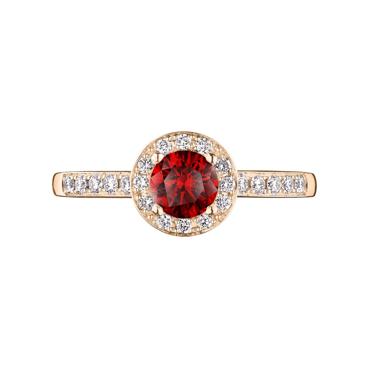 Solitaire Lepage Coquette en or rose rubis et diamants