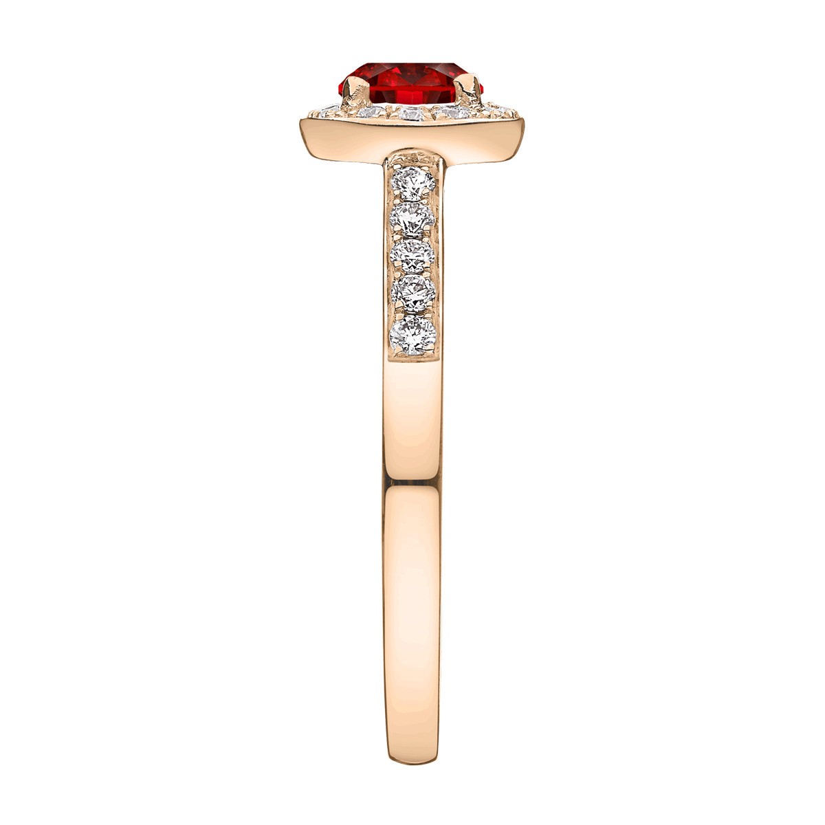 Solitaire Lepage Coquette en or rose rubis et diamants