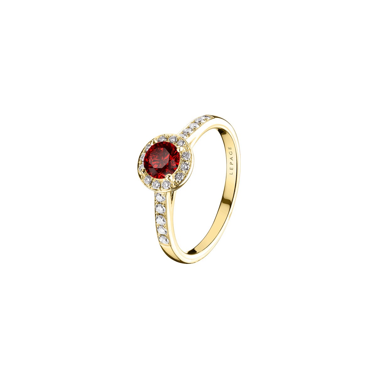 Solitaire Lepage Coquette en or jaune rubis et diamants