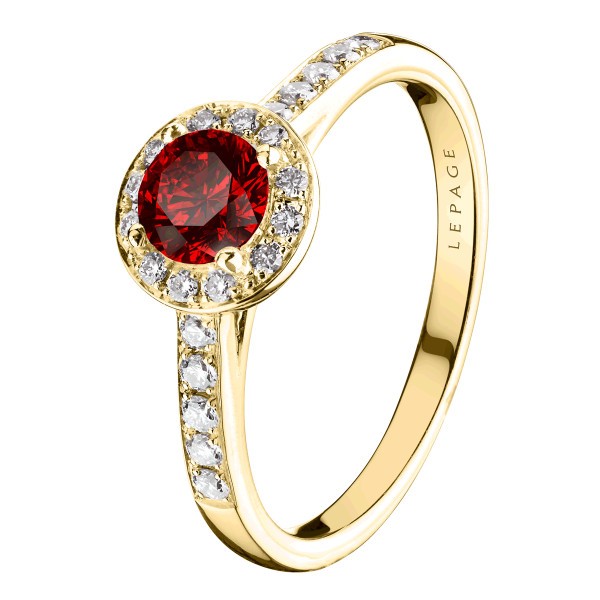 Solitaire Lepage Coquette en or jaune rubis et diamants