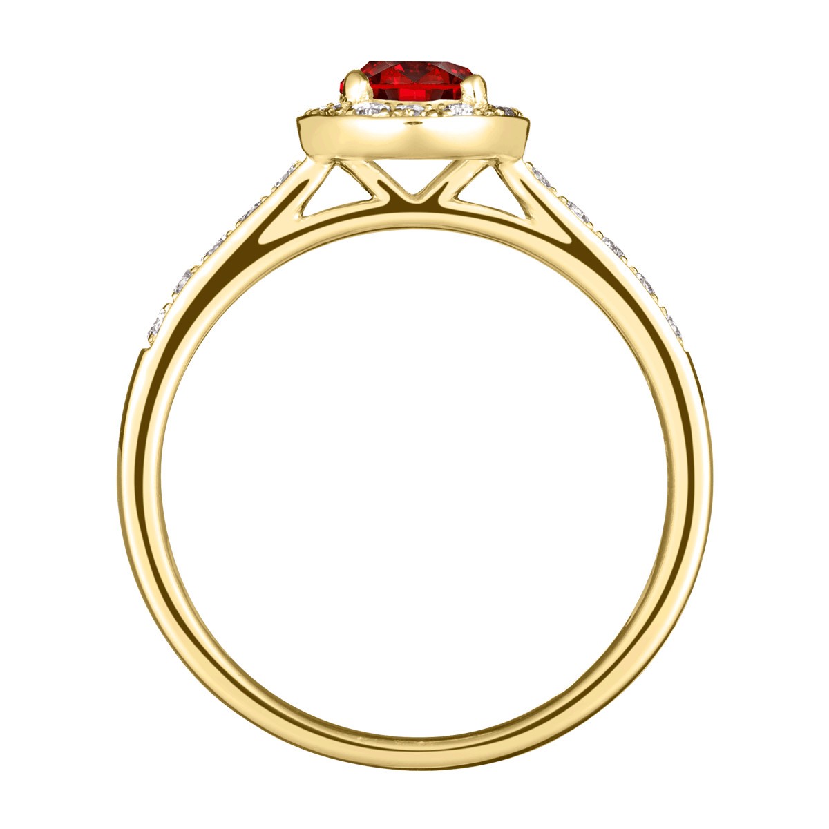 Solitaire Lepage Coquette en or jaune rubis et diamants