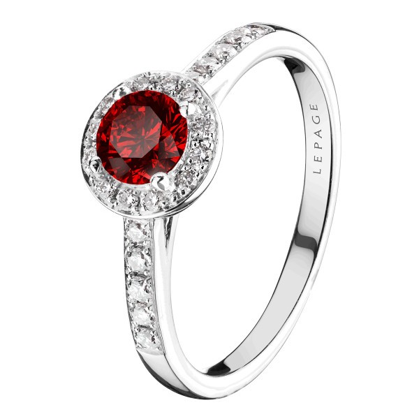 Solitaire Lepage Coquette en or blanc rubis et diamants