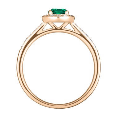 Solitaire Lepage Coquette en or rose émeraude et diamants
