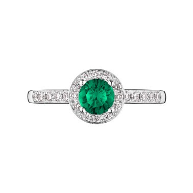 Solitaire Lepage Coquette en or blanc émeraude et diamants