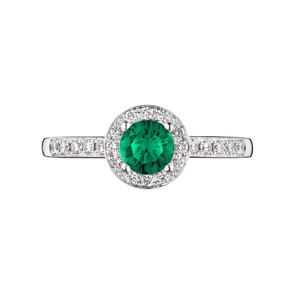 Solitaire Lepage Coquette en or blanc émeraude et diamants