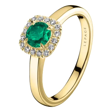 Solitaire Lepage Jolie-Rose en or jaune émeraude et diamants