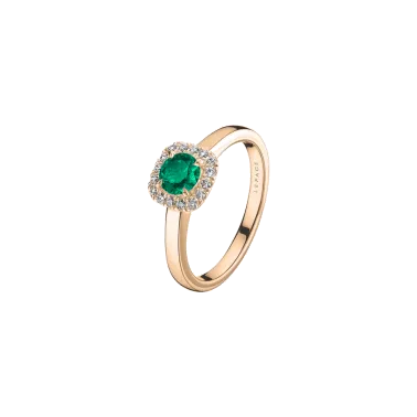 Solitaire Lepage Jolie-Rose en or rose émeraude et diamants