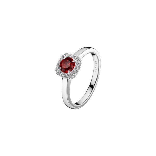 Solitaire Lepage Jolie-Rose en or blanc rubis et diamants