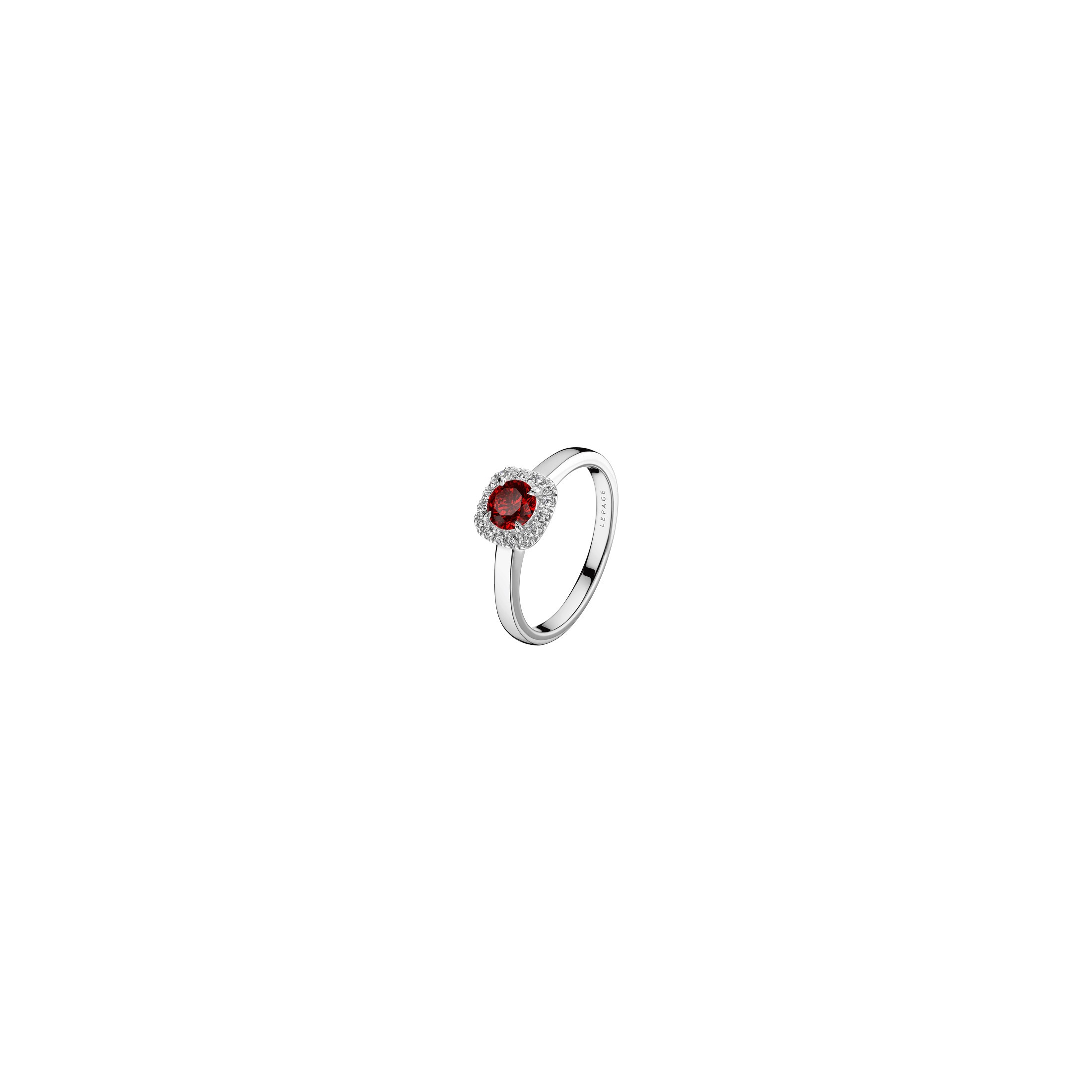 JolieRose engagement ring in white gold, ruby and diamonds LEPAGE