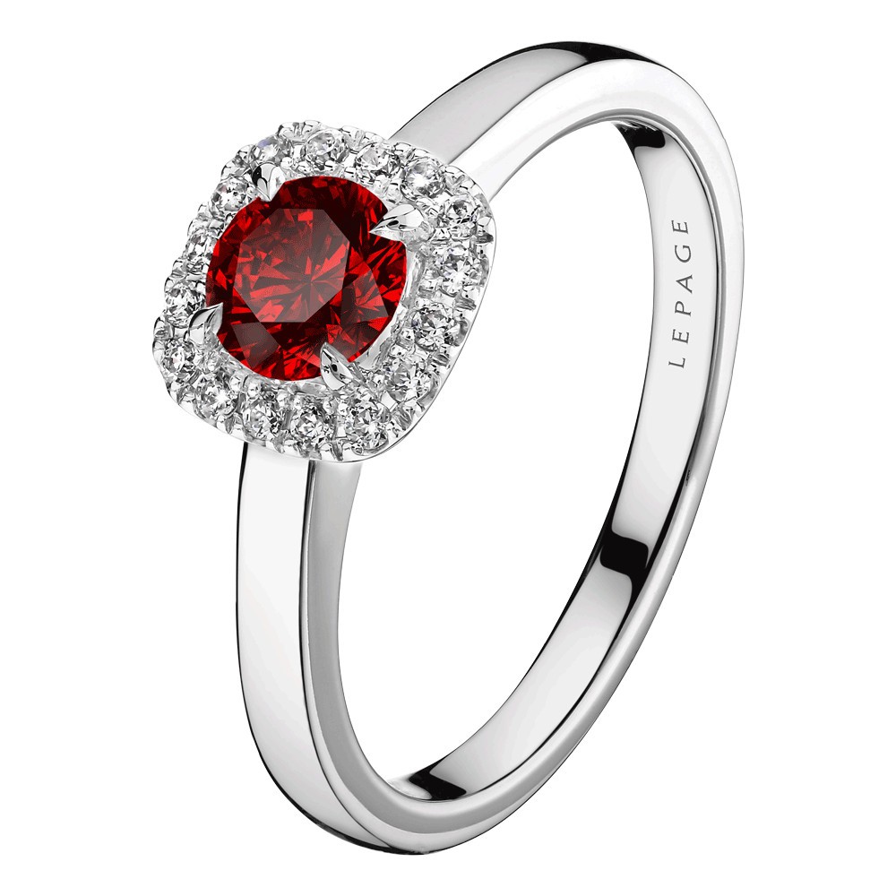 Solitaire Lepage Jolie-Rose en or blanc rubis et diamants