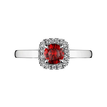 Solitaire Lepage Jolie-Rose en or blanc rubis et diamants