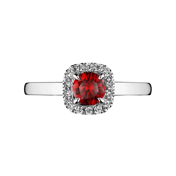 Solitaire Lepage Jolie-Rose en or blanc rubis et diamants
