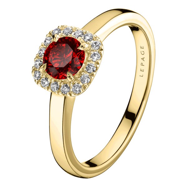 Solitaire Lepage Jolie-Rose en or jaune rubis et diamants