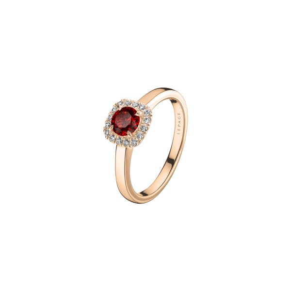 Solitaire Lepage Jolie-Rose en or rose rubis et diamants