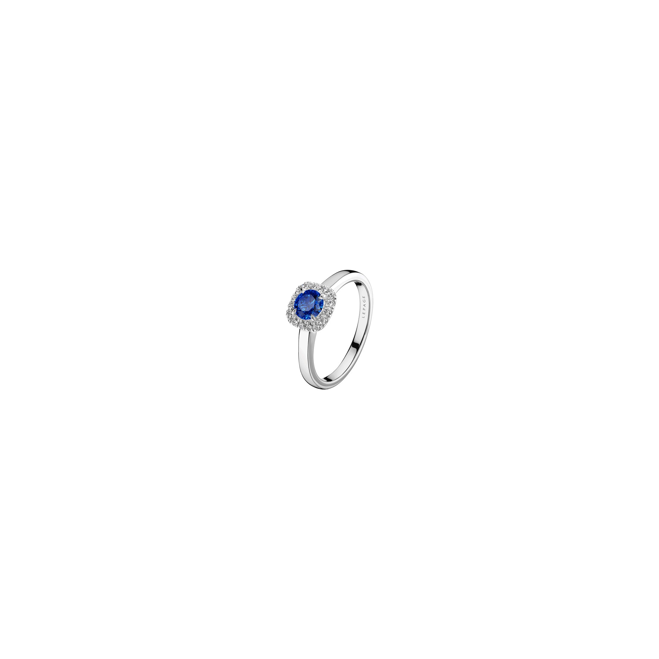 JolieRose engagement ring white gold sapphire diamonds LEPAGE