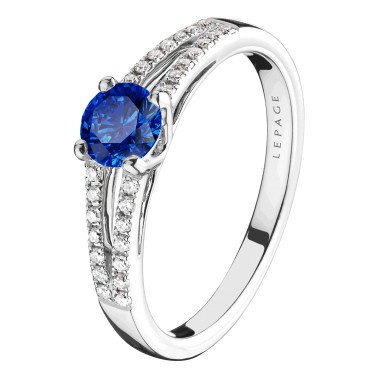 Solitaire Lepage Première Dame en or blanc saphir et diamants