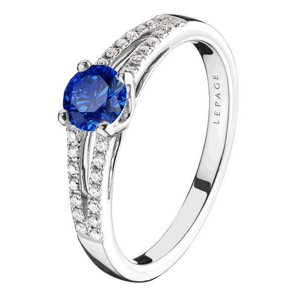 Solitaire Lepage Première Dame en or blanc saphir et diamants