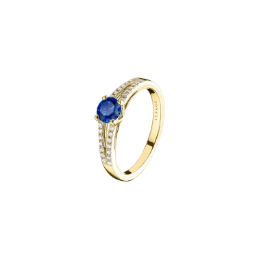 Solitaire Lepage Première Dame en or jaune saphir et diamants