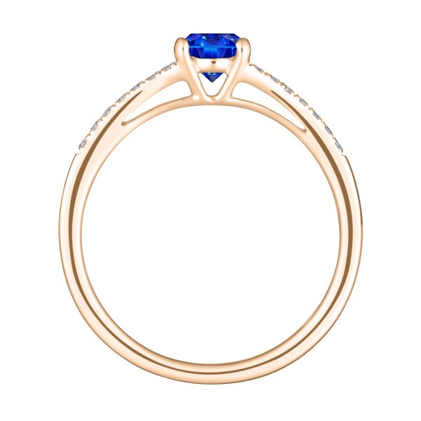 Solitaire Lepage Première Dame en or rose saphir et diamants