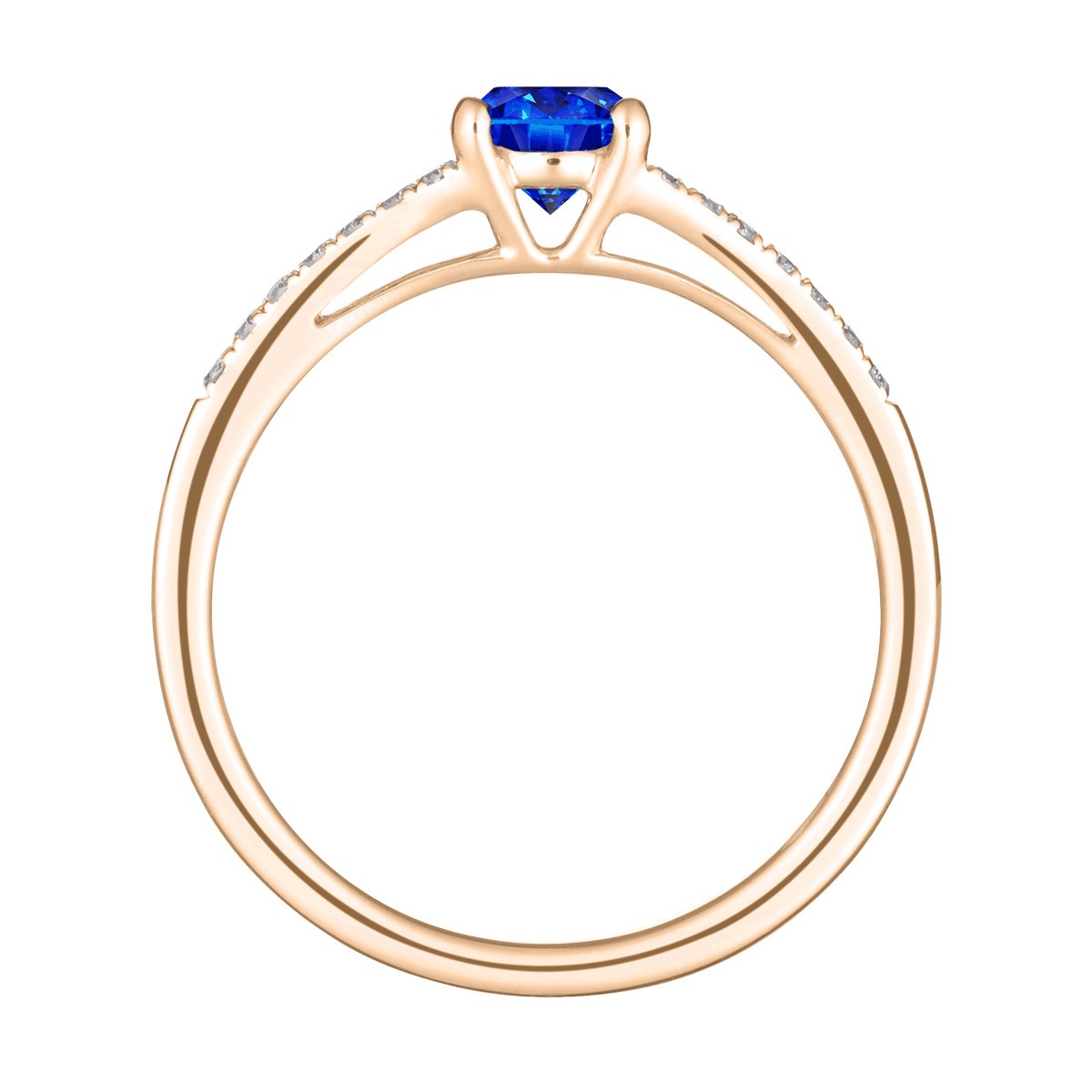 Solitaire Lepage Première Dame en or rose saphir et diamants