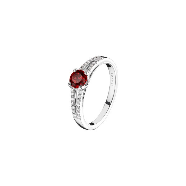 Solitaire Lepage Première Dame en or blanc rubis et diamants