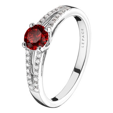 Solitaire Lepage Première Dame en or blanc rubis et diamants
