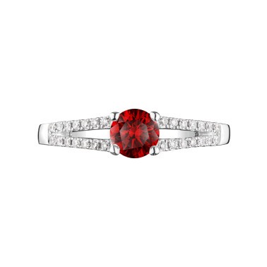 Solitaire Lepage Première Dame en or blanc rubis et diamants
