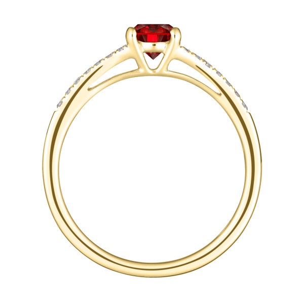 Solitaire Lepage Première Dame en or jaune rubis et diamants