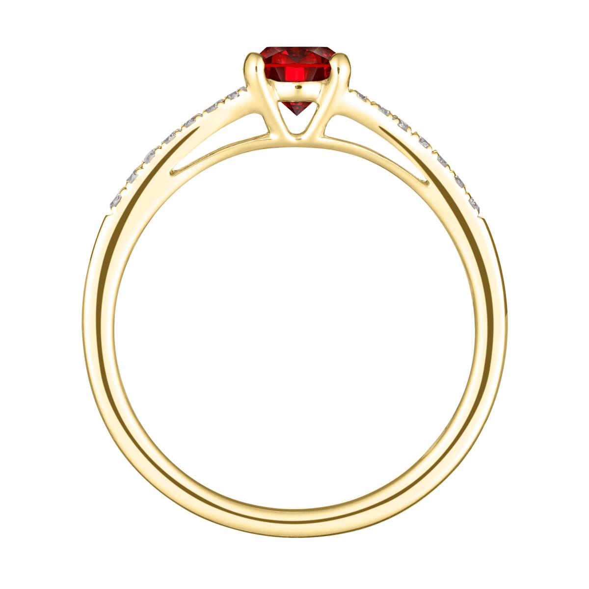 Solitaire Lepage Première Dame en or jaune rubis et diamants