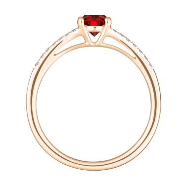 Solitaire Lepage Première Dame en or rose rubis et diamants