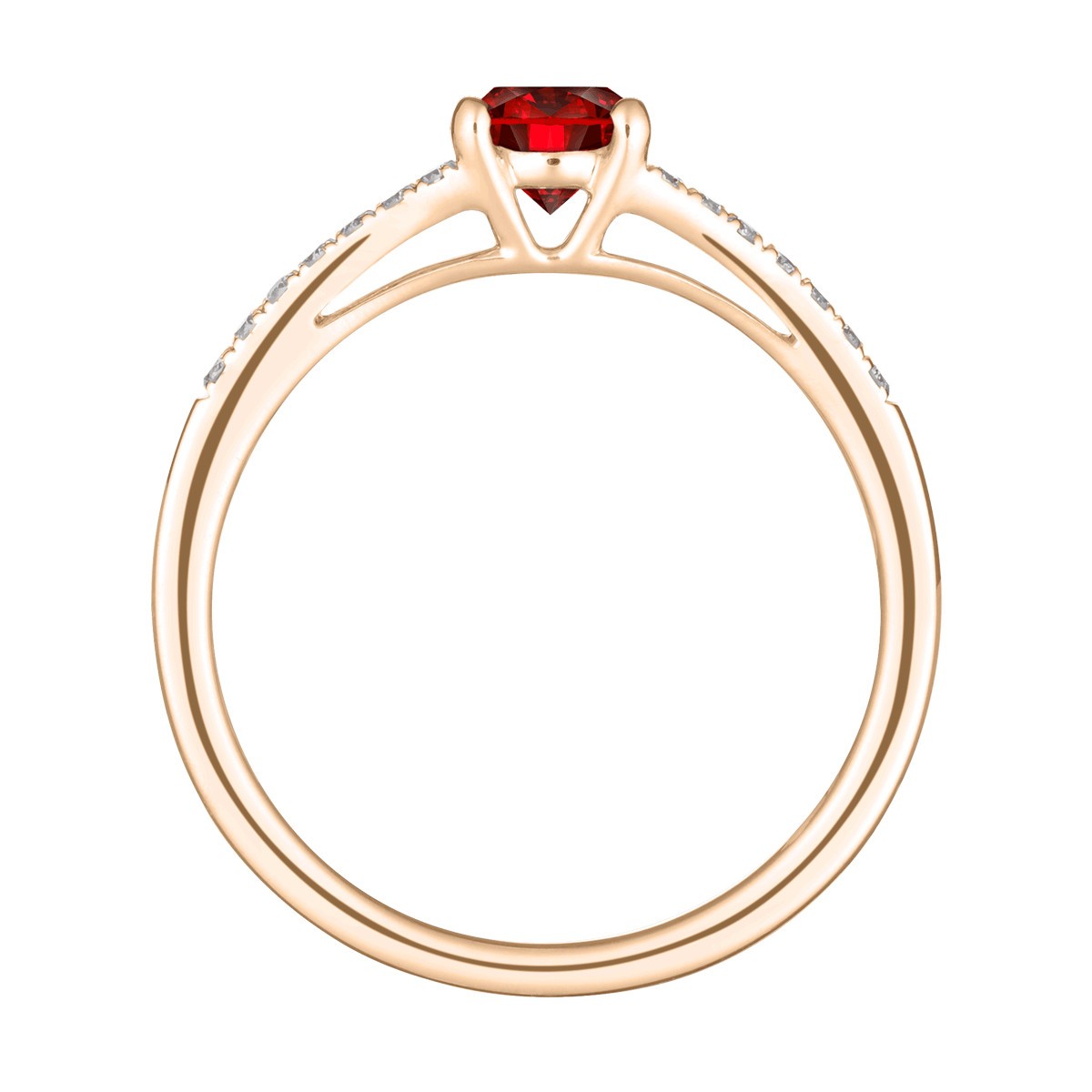 Solitaire Lepage Première Dame en or rose rubis et diamants