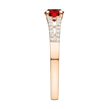 Solitaire Lepage Première Dame en or rose rubis et diamants