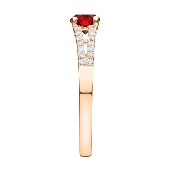 Solitaire Lepage Première Dame en or rose rubis et diamants