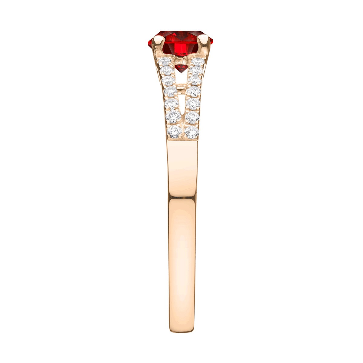Solitaire Lepage Première Dame en or rose rubis et diamants
