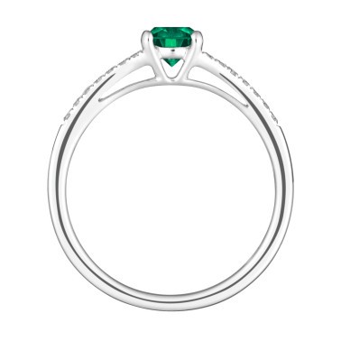 Solitaire Lepage Première Dame en or blanc émeraude et diamants