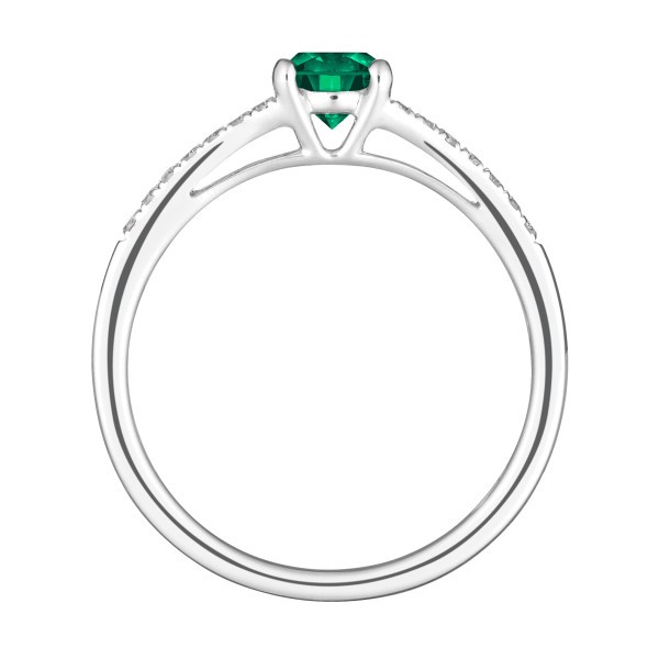 Solitaire Lepage Première Dame en or blanc émeraude et diamants