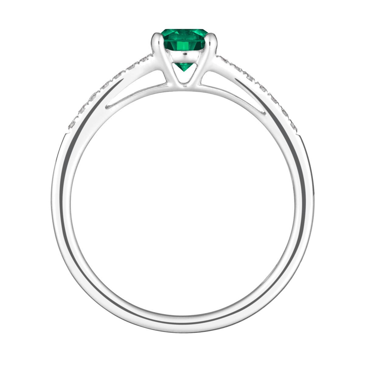 Solitaire Lepage Première Dame en or blanc émeraude et diamants