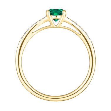 Solitaire Lepage Première Dame en or jaune émeraude et diamants
