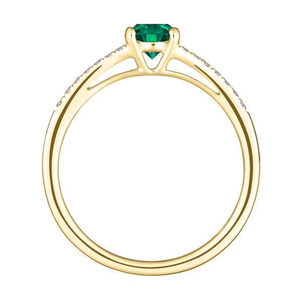 Solitaire Lepage Première Dame en or jaune émeraude et diamants