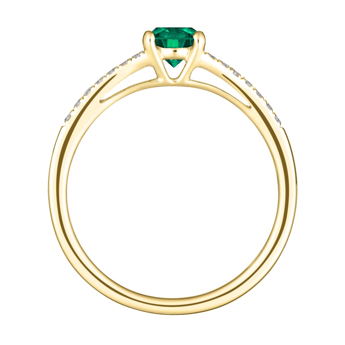 Solitaire Lepage Première Dame en or jaune émeraude et diamants